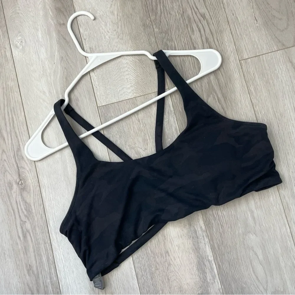 Vuori Sports Bra caged strappy camo yosemite womens Black (large) workout gym